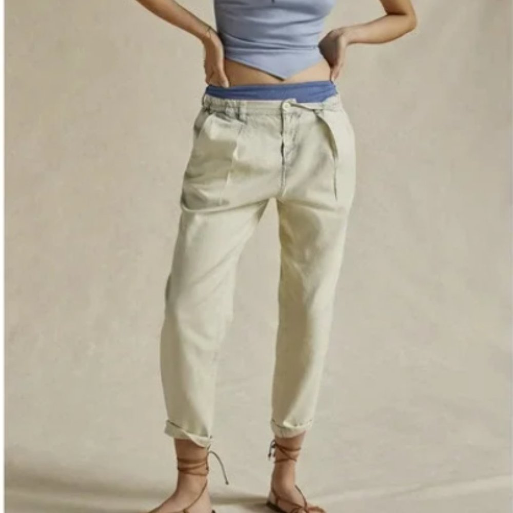 ANTHROPOLOGIE Light Acid Wash Denim Beach Pants Size Medium